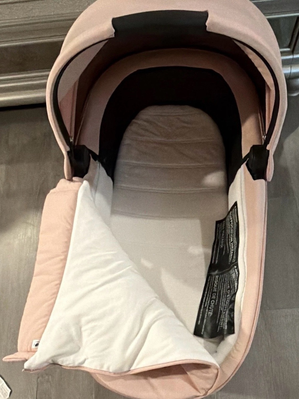 Soft Pink Baby Carrycot with Removable White Liner